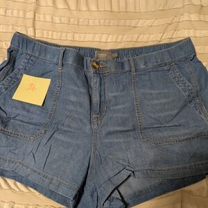torrid Light Blue Denim-Look Pull-On Shorts